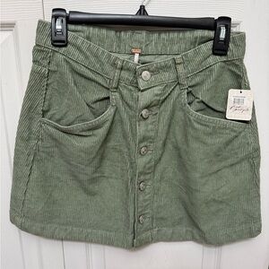 Free People washed army Corduroy Skirt